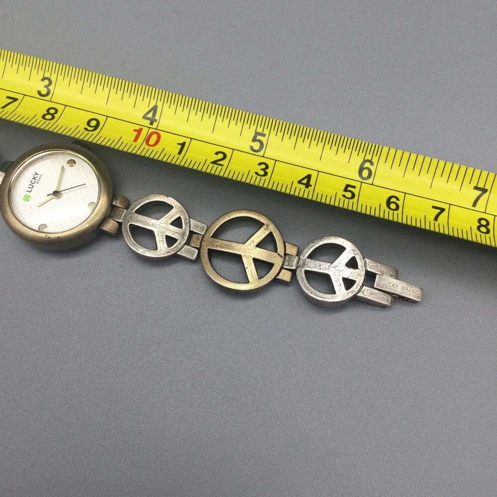 Lucky Brand Womens Watch 28mm Peace Sign Dial Two Tone New Battery 6.5
